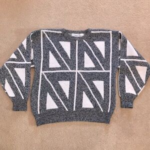 Vintage 90s Men Crewneck Sweater Size Medium Grey White Eclectic Giorgio Valenti